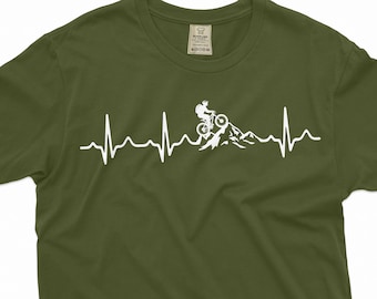 Men's Mountain biking T-shirt Biker bicycle Sports nature activity cardio love Tee shirt Birthday Gift tee