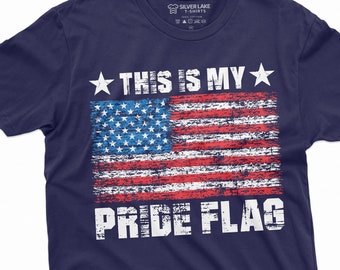 Men's This is my pride flag T-shirt Patriotic USA American Flag 4th of July Independence day Father's day Gift Tee Shirt