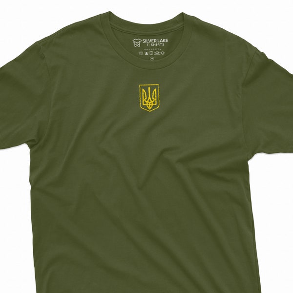 Men's Trident Ukraine T-shirt Ukraine flag national symbolics Trident military army green black t-shirt Zelenskyy ukraine tee
