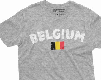 Men's Belgium T-shirt België Belgique Belgien Tee Shirt Football Soccer Tee For Him Her Patriotic National Flag Tee Shirt