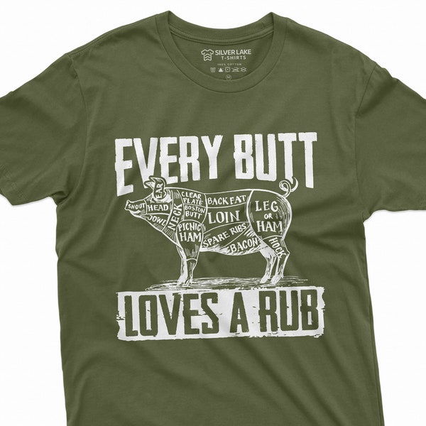 Men's BBQ Pork Butt Rub Funny Tee Shirt 4th of July Summer Barbeque Partying Cook Fathers Day dad grandpa Husband Gif T-shirt