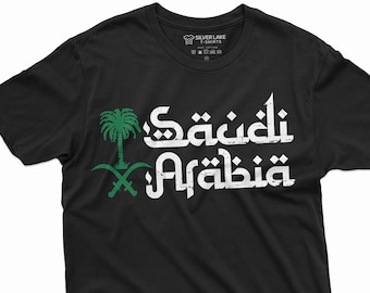 Saudi Arabia T-shirt Mens Saudi Flag Coat of Arms Patriotic Tee Shirt Gift for him Football soccer Tee Kingdom of Saudi Arabia Tee