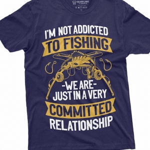 Grappig vis-T-shirt voor mannen Addict to Fishing opa vader echtgenoot cadeau-shirt vissersshirt ideeën verjaardagscadeau