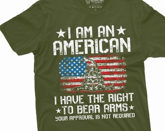 Men's 2nd Amendment Patriotic T-shirt right to bear arms 4th of July constitution Tee shirt American USA flag gift tee