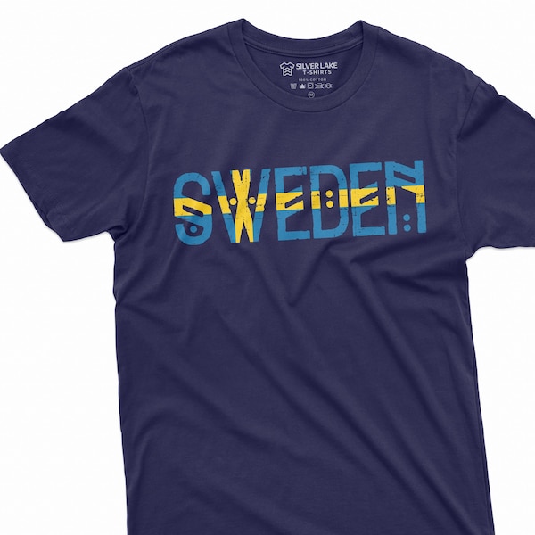 Men's Sweden T-shirt Konungariket Sverige Patriotic Country Nordic Norse Viking Heritage Country Flag coat of arms tee