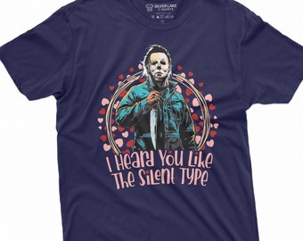 Valentine's day funny gift for girlfriend wife Tee shirt horror movie classic shirt silent type guy tee shirt gift tee for him