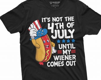 4th of July Funny Wiener T-shirt Partying Grilling Fourth Humor Gift Shirt hot dog bbq Mens offensive  Tee Shirt