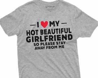 Camiseta para hombre "Amo a mi novia", regalo de Navidad para novio, regalo gracioso para novio, camiseta divertida para él