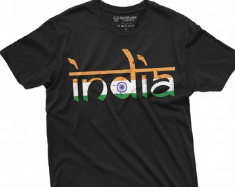 India T-shirt Bhārat Gaṇarājya Men's Tee Shirt Indian Flag Coat of arms tee  shirt independence day tee