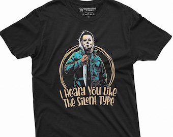 Men's Funny Valentine's day horror inspired T-shirt Michael the silent type funny valentine gift classic movie shirt