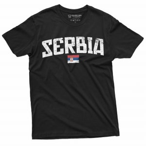 Men&#39;s Serbia T-shirt Serbian Flag Coat of Arms Tee Shirt Srbija Србија Tee Shirt Womens Unisex Soccer Football Tee Bože pravde National Tee
