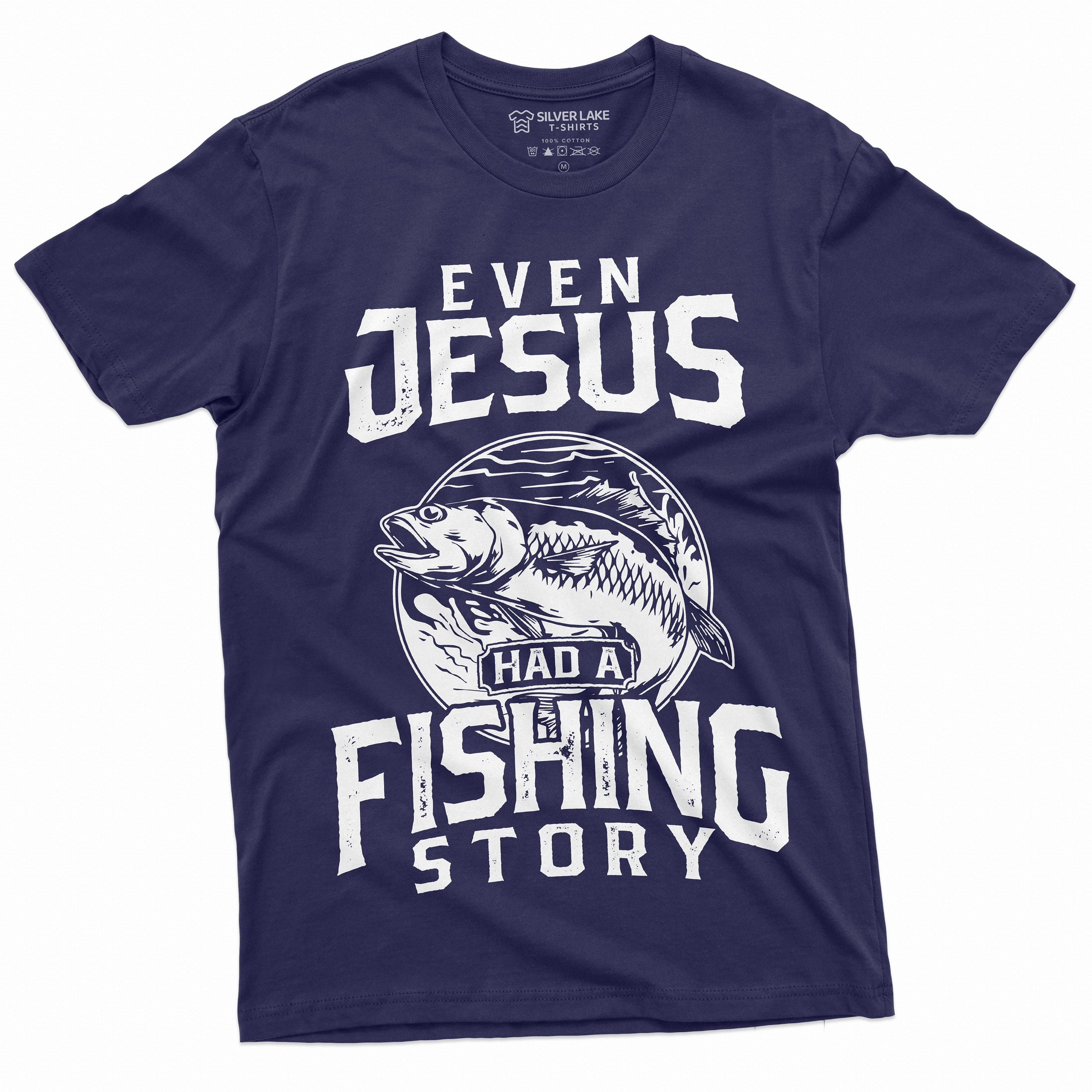 Men's Fishing Story T-shirt Jesus Fishing Funny Shirt Fisherman