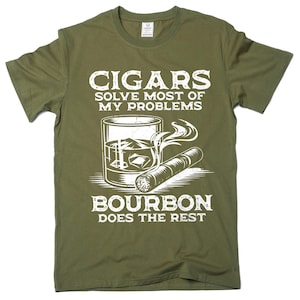 Men's Funny Cigars and Bourbon T-shirt Father's day tee shirt gift Birthday Papa grandpa tee shirt