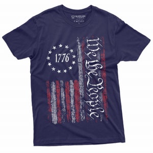 We the People Tee Shirt 1776 Independence Day 4th of July USA graphic flag print T-shirt Unisex Mens Womens Constitution Patriotic USA Tee