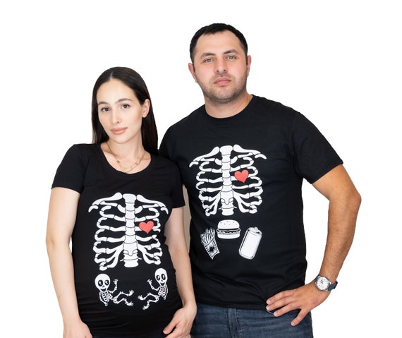 Mens White Skeleton Rib Cage Funny Halloween Costume T shirt (Black) - 4XL  Graphic Tees 