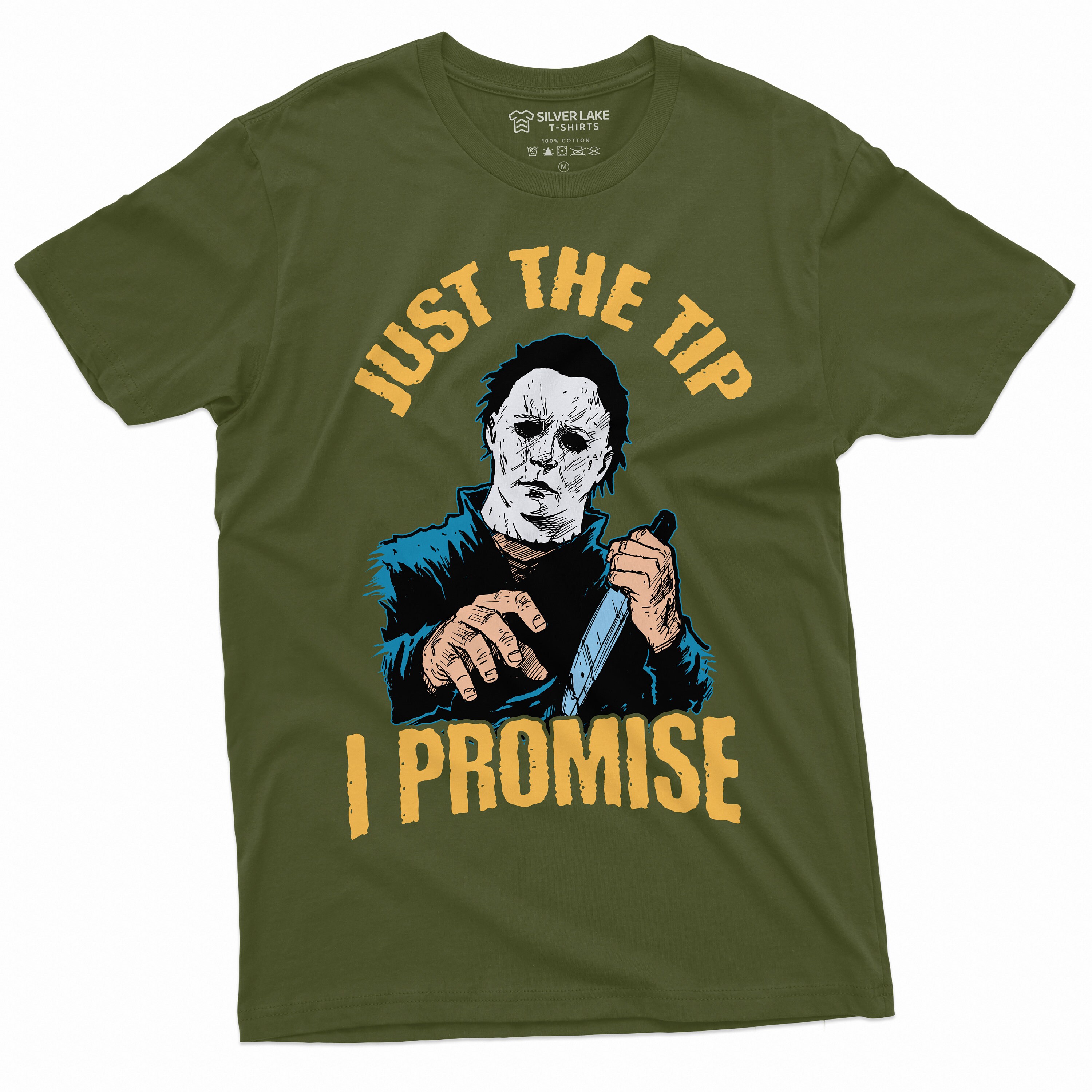 Horror Movie Halloween T-shirt Just the Tip I Promise Knife Funny