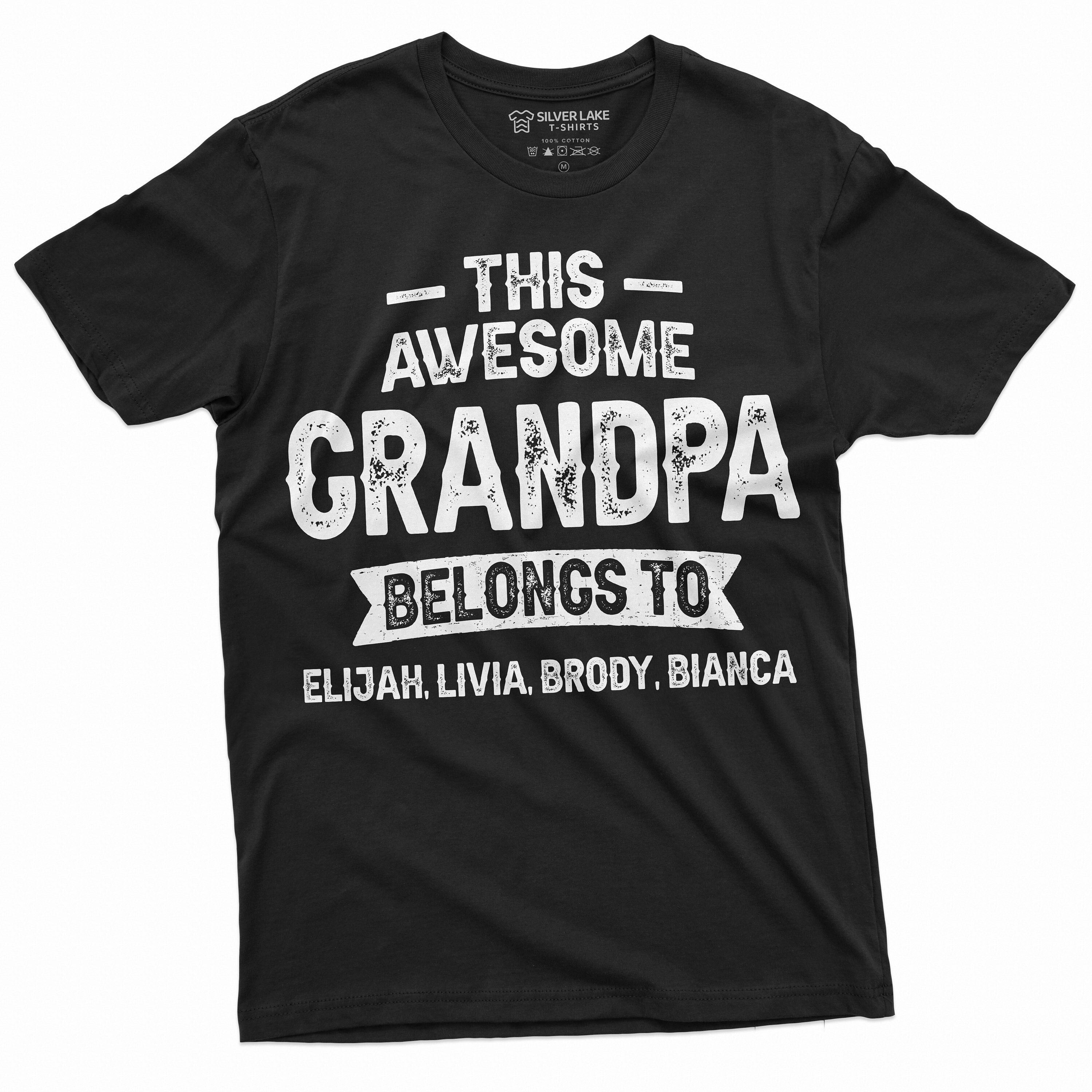 Men's Grandpa T-shirt Grandfather Custom Grandkids Names Customizable Personalized Shirt for Him Papa Birthday gift