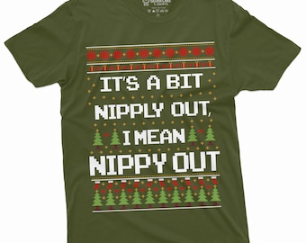 Men's Christmas funny T-shirt ugly sweater party shirt nippy out classic movie inspired holiday mood tee shirt