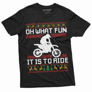 Christmas Holiday Ugly sweater pattern Biker Bike Tee Shirt Oh What Fun It is to Ride motorcycle tee Husband dad gifts