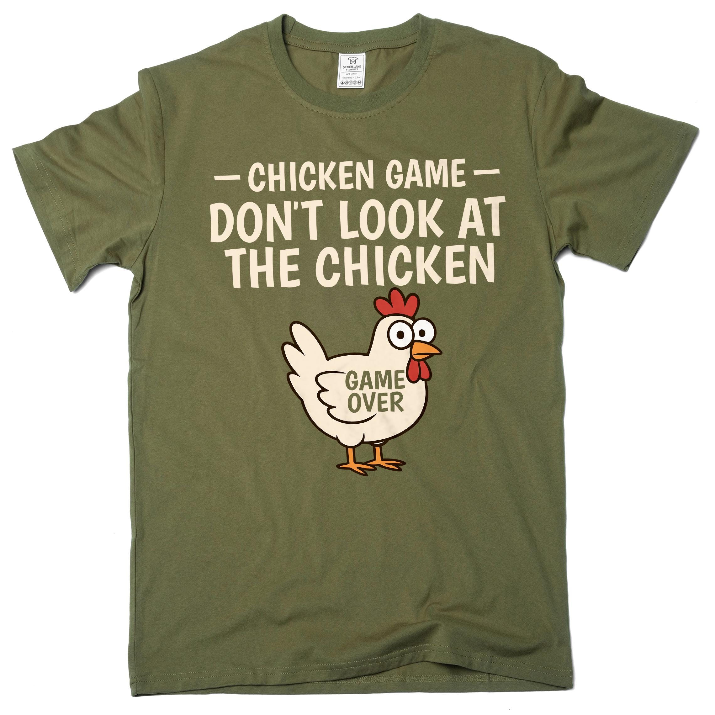 Men's Funny chicken game T-shirt Dont look at chicken novelty tee shirt conversation starter tee
