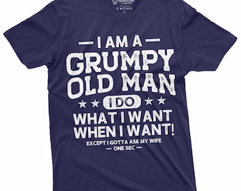 Men&#39;s Grumpy old Man Ask my wife Funny T-shirt Gift for papa Grandpa Shirt Grandfather Tee Shirt Fathers day Birthday Tee for Man