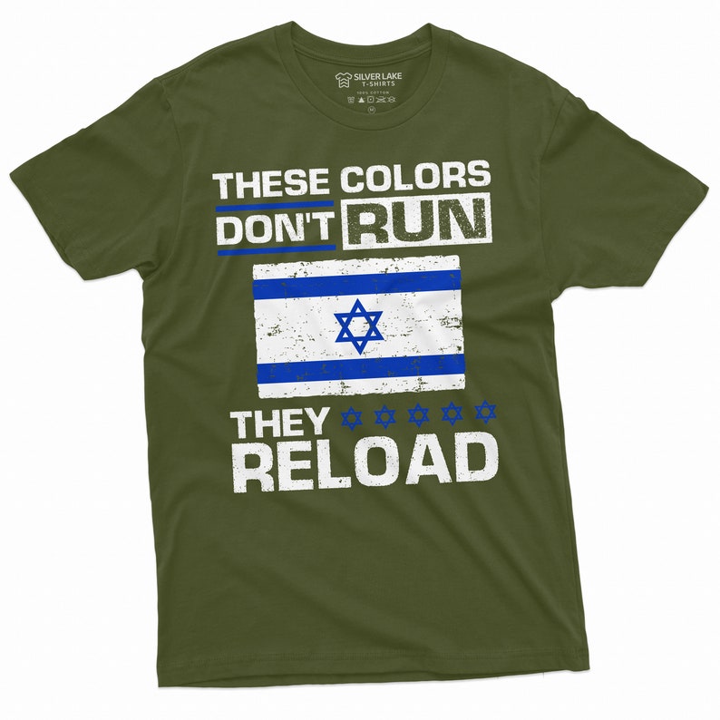 Men's Israel T-shirt These colors don't run Israeli flag patriotic tee IDF Israeli army tee shirt image 5