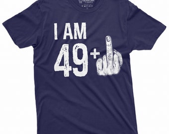 Men's 50th Birthday T-shirt Papa Grandpa Dad 49+ middle finger offensive adult humor tee shirt Bday gift anniversary shirt