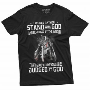 Maglietta da uomo Dio Gesù Stand by God Tee Shirt / Regali di compleanno Gesù Natale religione / Maglietta con detto ispiratore