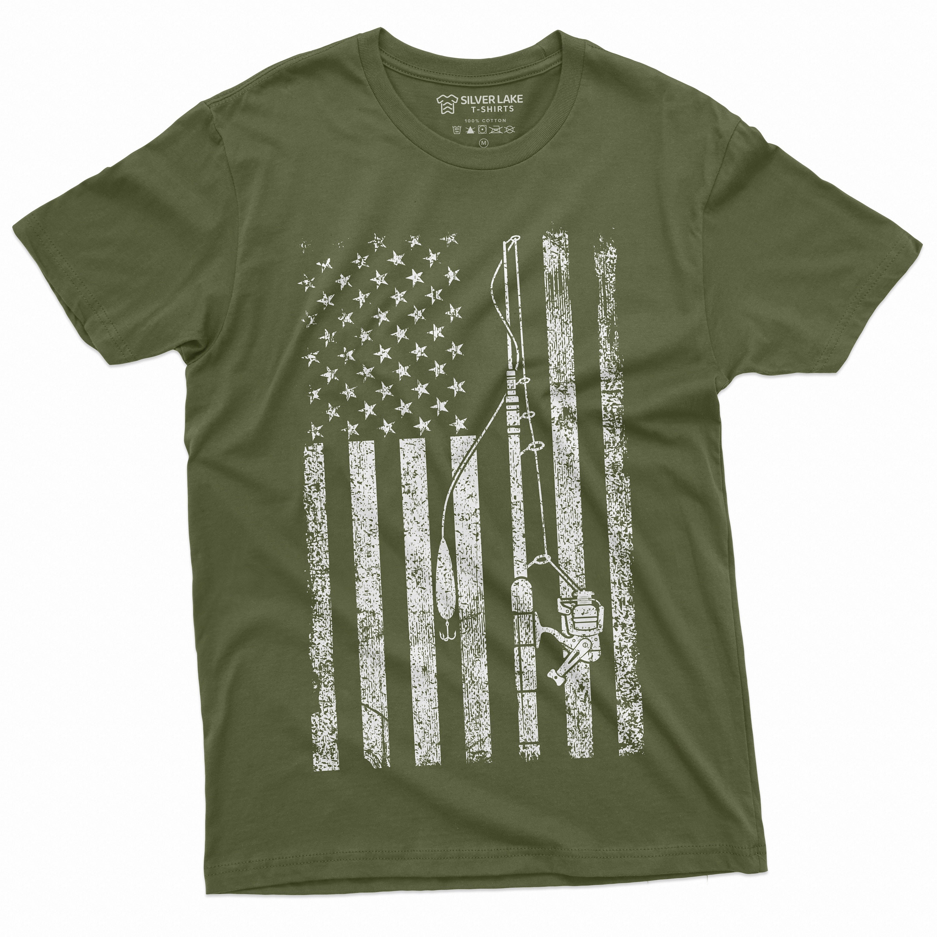  Fishing Camouflage US American Flag Bass Fish Fisherman Camo T- Shirt : Clothing, Shoes & Jewelry