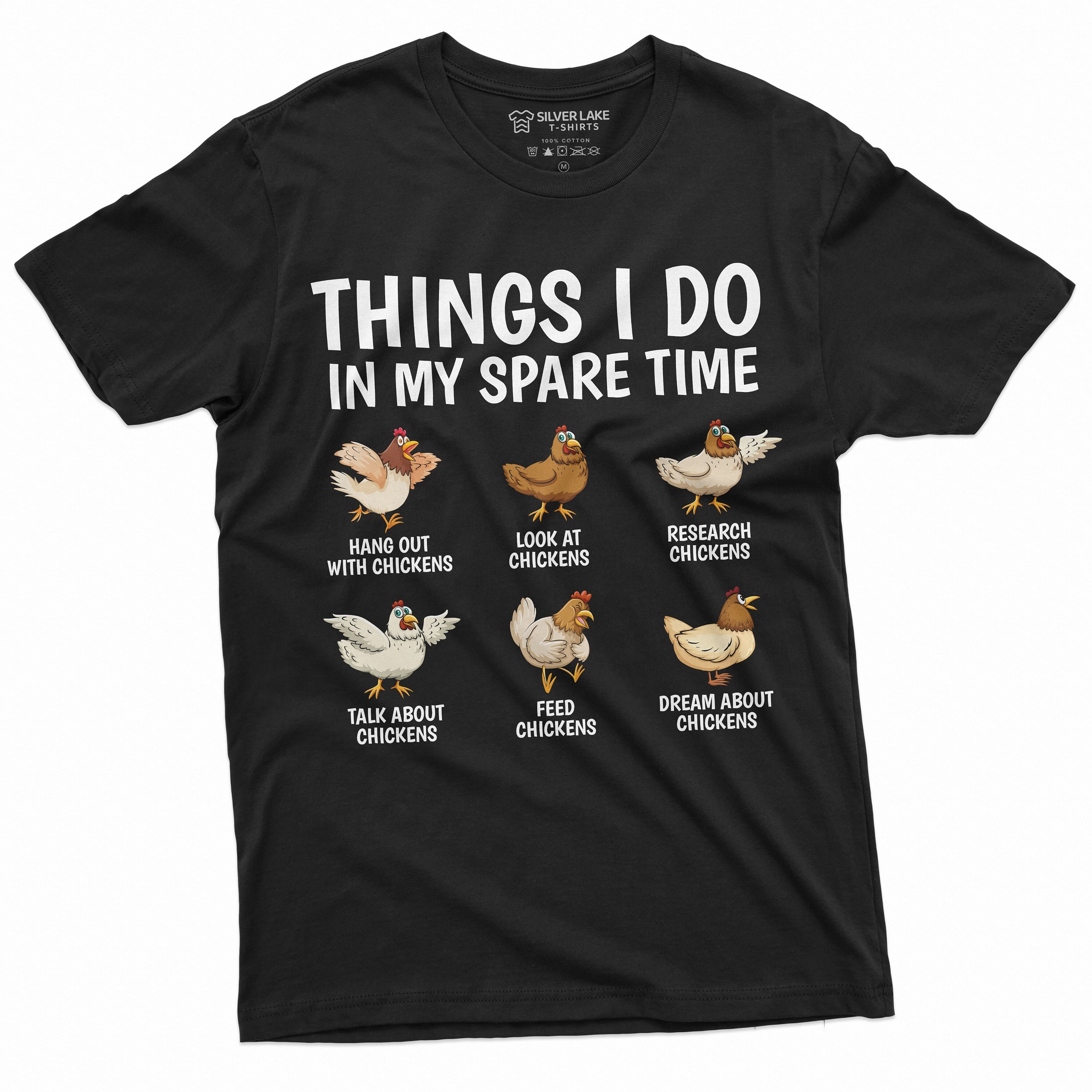 Smily☆断捨離中 Find Me Long T-Shirt/ Funny Farming Farmer Tshirt Things I Do in My Spare Time Chickens
