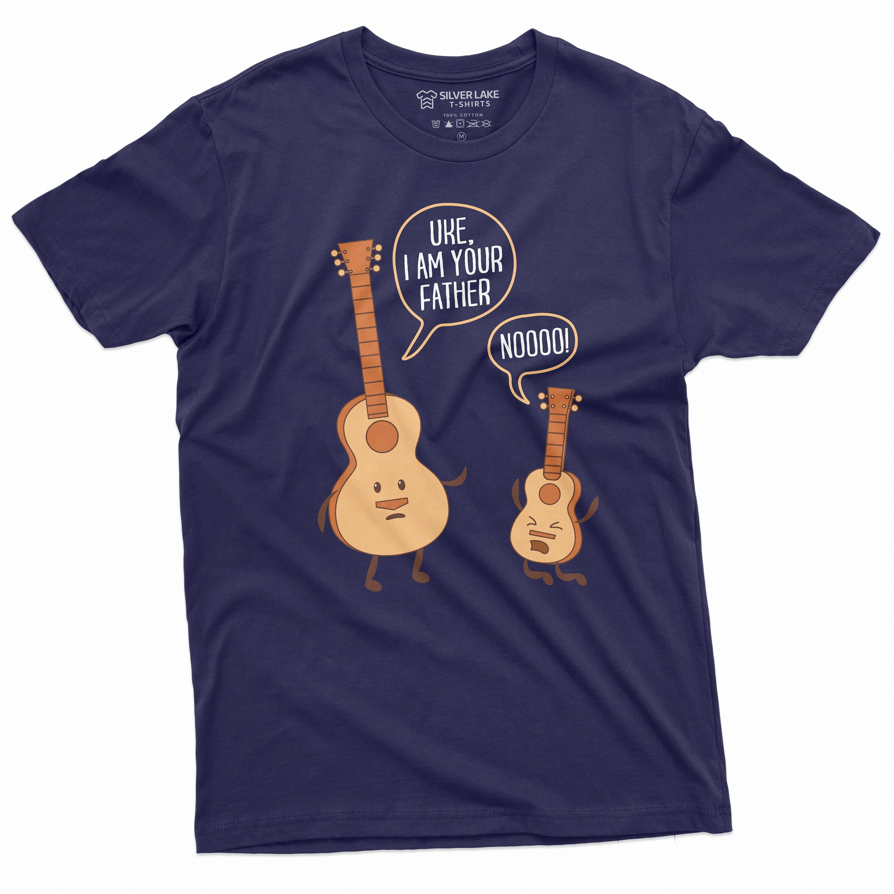 Men's Guitar T-shirt Funny Ukulele Father Tee Shirt Guitarist