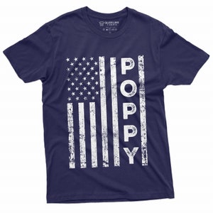 Men&#39;s Poppy USA Flag T-shirt Papa Dad Grandpa Father&#39;s Day Birthday Patriotic USA Grandfather Daddy Shirt