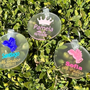 Bulk Custom Acrylic Keychain-----Personalized keyring----Round Shape---Baptism Gift Favor---First Communion