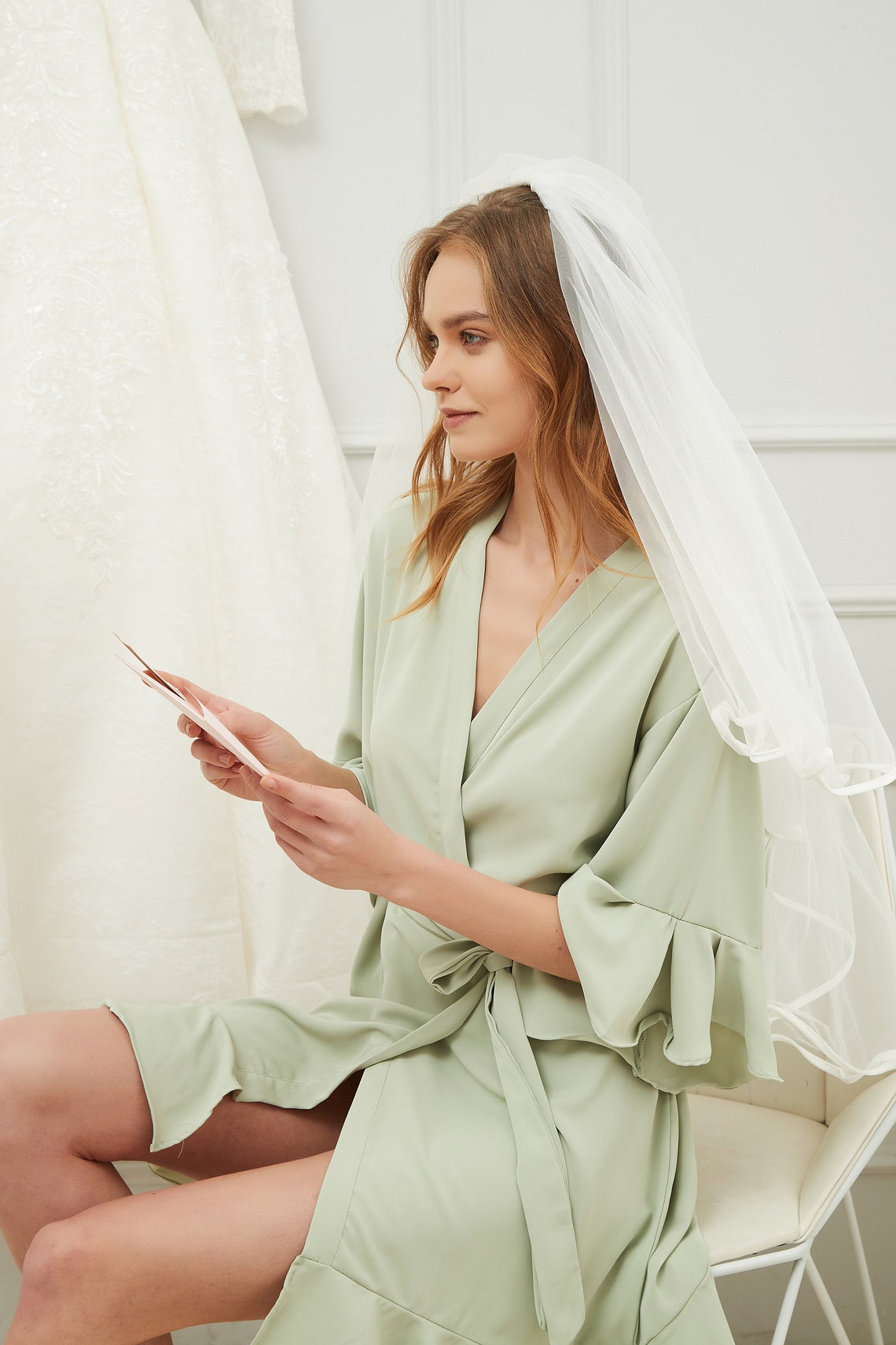 Sage Green Bridal Robe / Ruffle Bridesmaid Robes / Bridesmaid Etsy