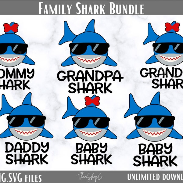 Baby shark Bundle/SVG/PNG/shark bundle/daddy shark/birthday bundle/cricut/family shark bundle/digital download
