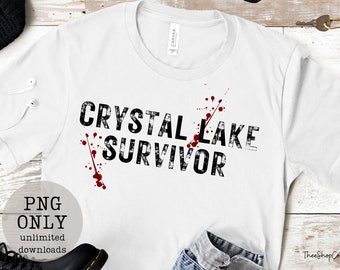 Crystal Lake survivor PNG/digital download/instant download/spooky/sales/halloween/jason/blood png