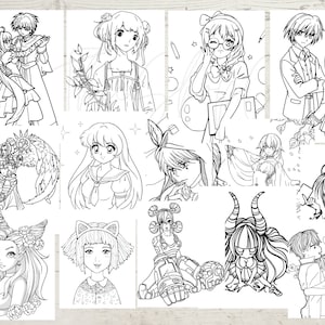Let's Color: Anime Girls Printable PDF Coloring Book Digital Download 42  Pages -  Hong Kong