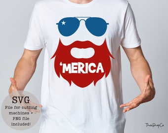 Merica beard SVG PNG/digital download/instant download/america/4th of july svg/holiday svg/sale