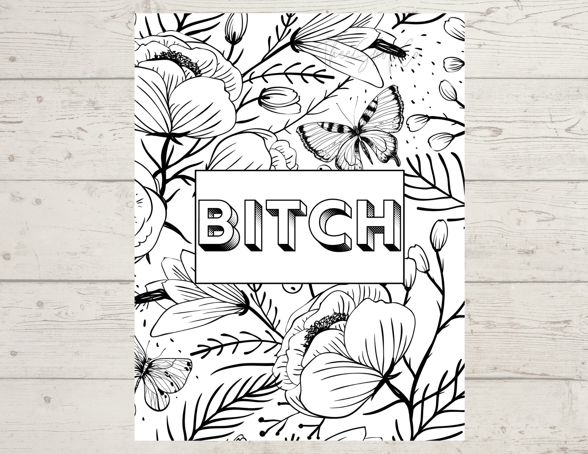 Bitch Coloring Pages/ Printable/ Printable Art/ Digital Art/ Adult ...
