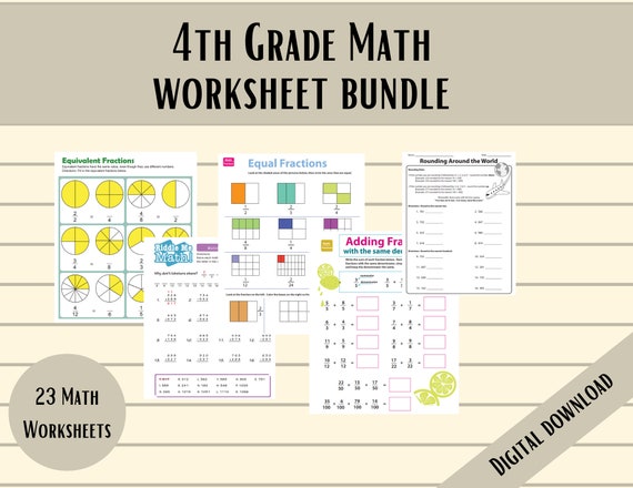 4th grade worksheet math bundle homeschoolers math etsy