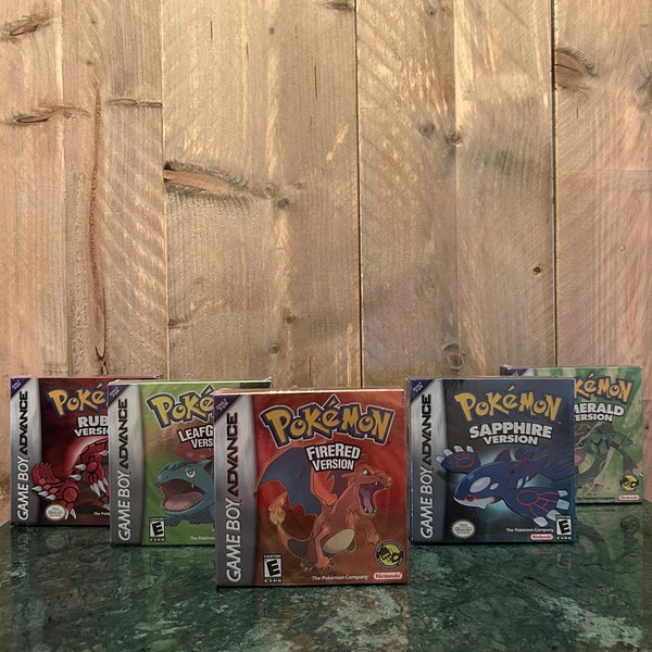 Pokemon GBA vintage rosso fuoco, verde foglia, rubino, smeraldo, zaffiro