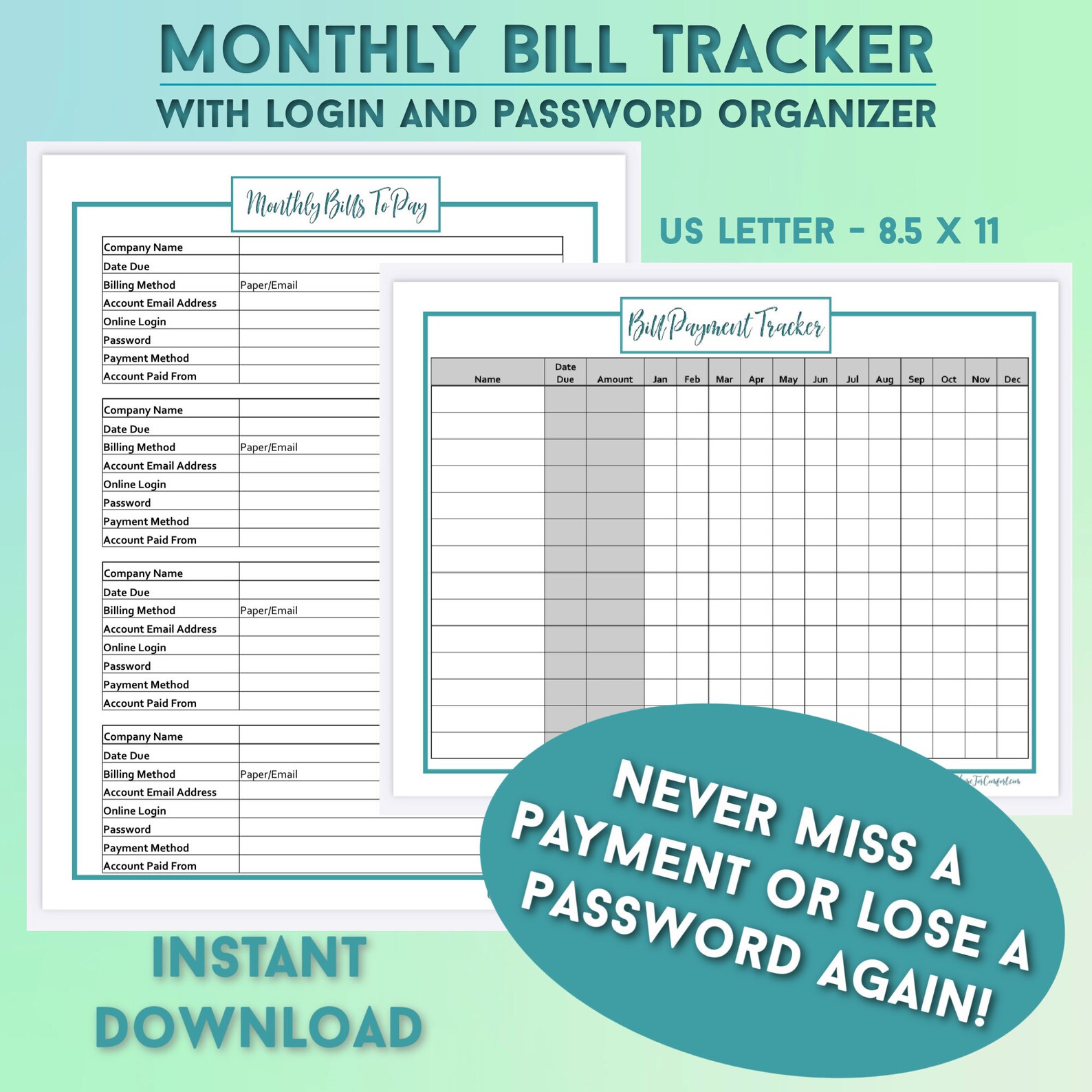 printable-monthly-bill-tracker-and-checklist-with-password-etsy