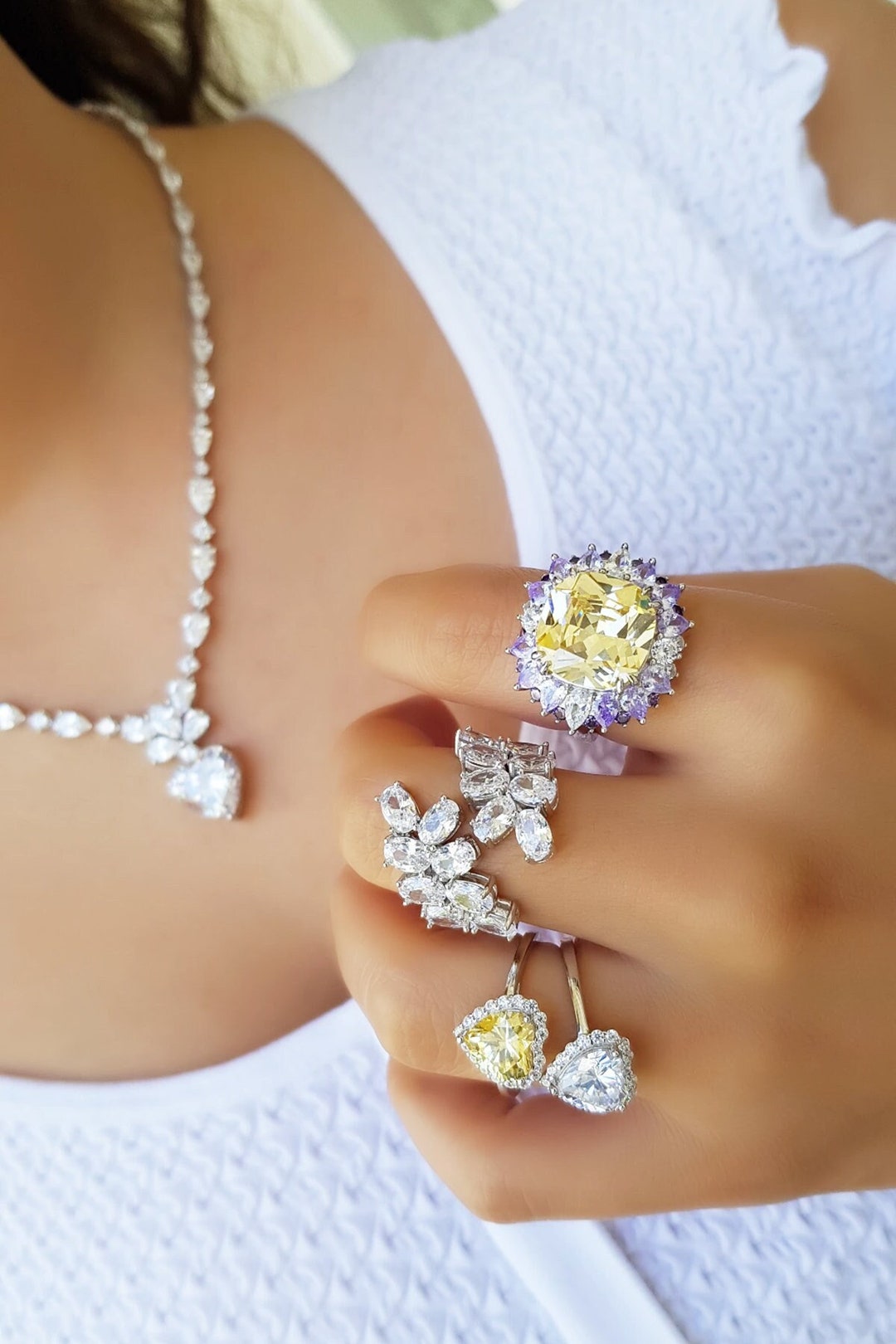 Stunning Designer Rings Exclusive Designs Rings 925 Sterling Silver,luxury Jewelry With Big ...