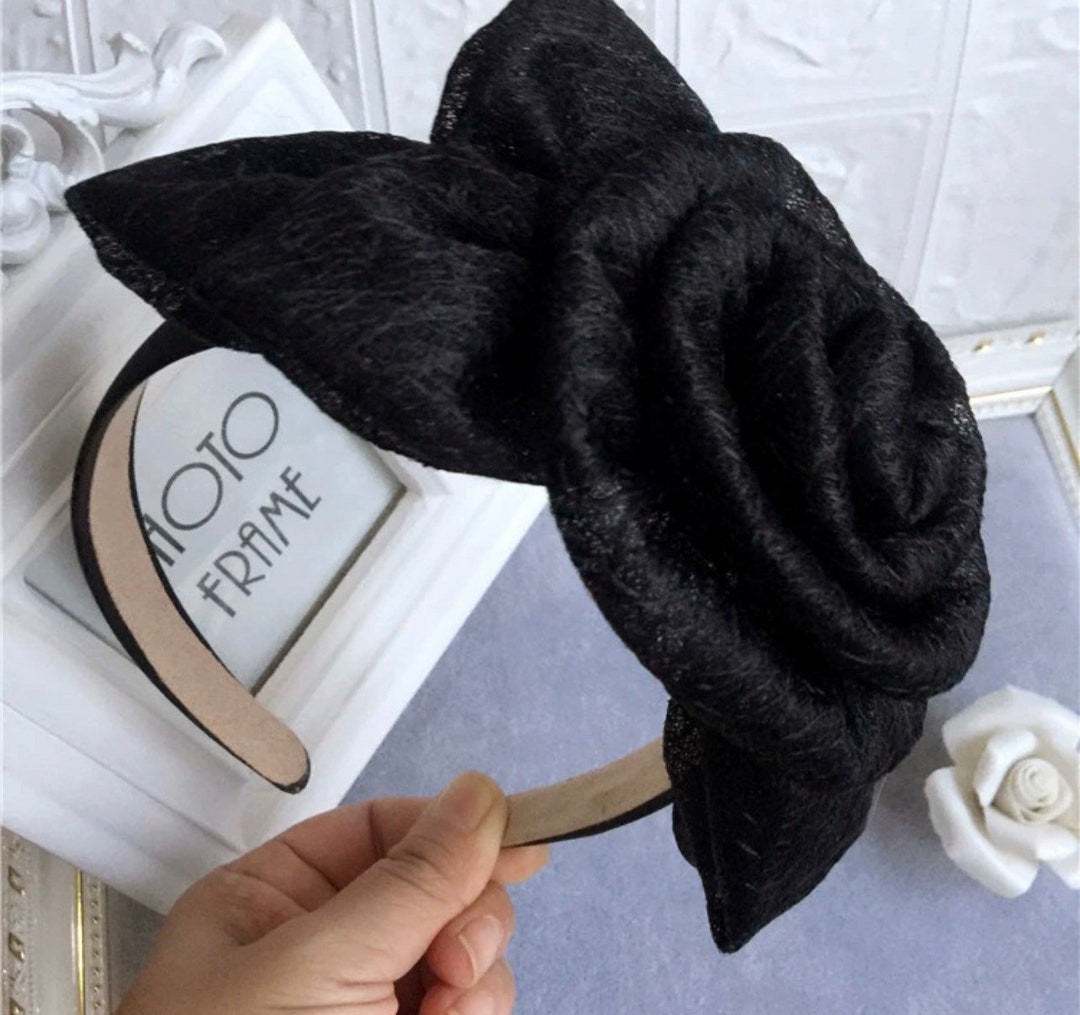 Black Rose Headband Funeral Headband Elegant Black Headband Black Head