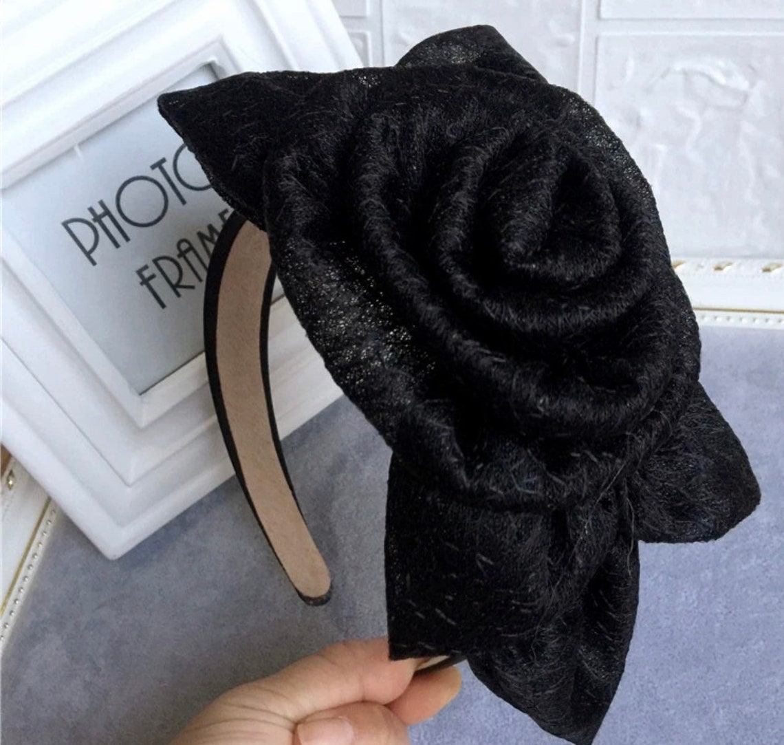 Black Rose Headband Funeral Headband Elegant Black Headband Etsy