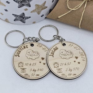 Porte-clés personnalisé   - cadeau naissance - bébé nouveau né - maternité