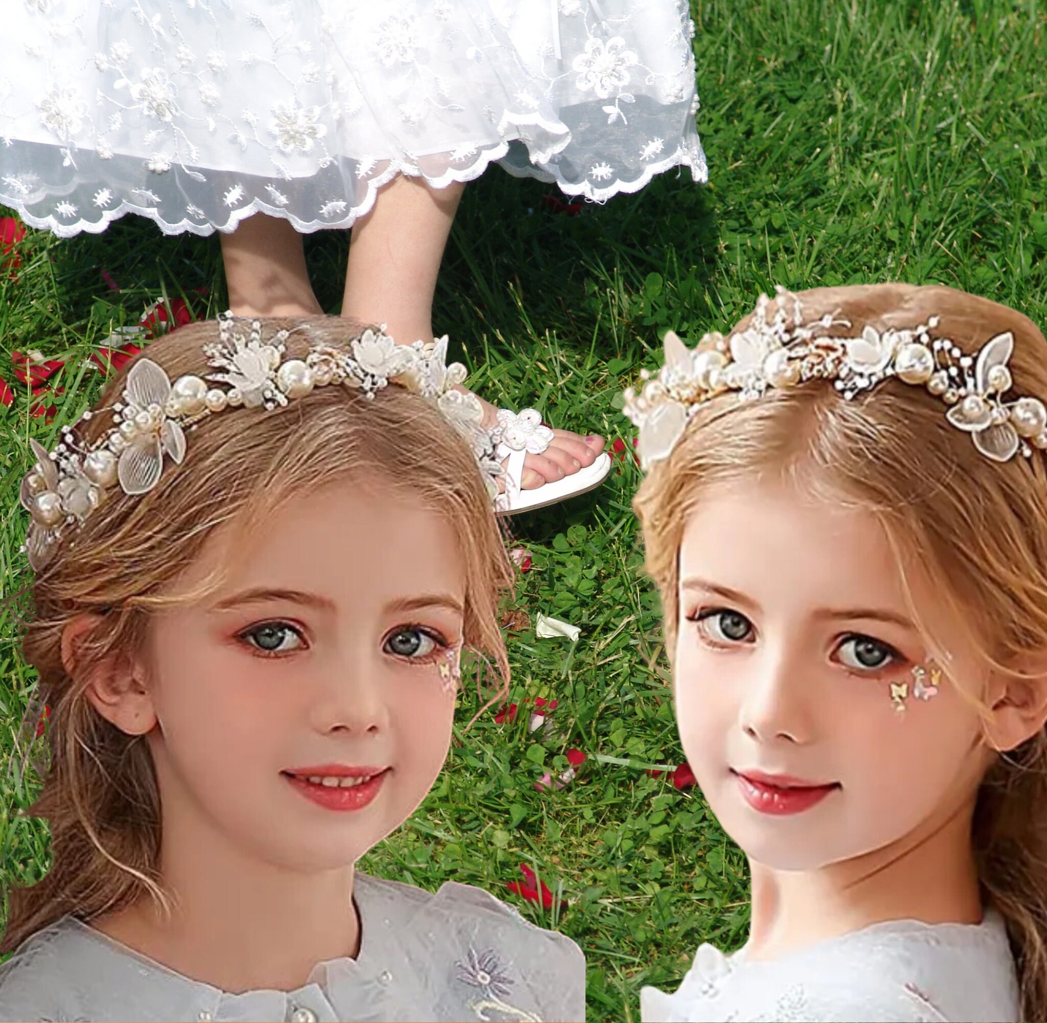 thumbnail image 2 of White Mini Tiara Crown Headband For Kids – Flower Girl, Wedding, Prom Princess – Unbranded 2 of 6
