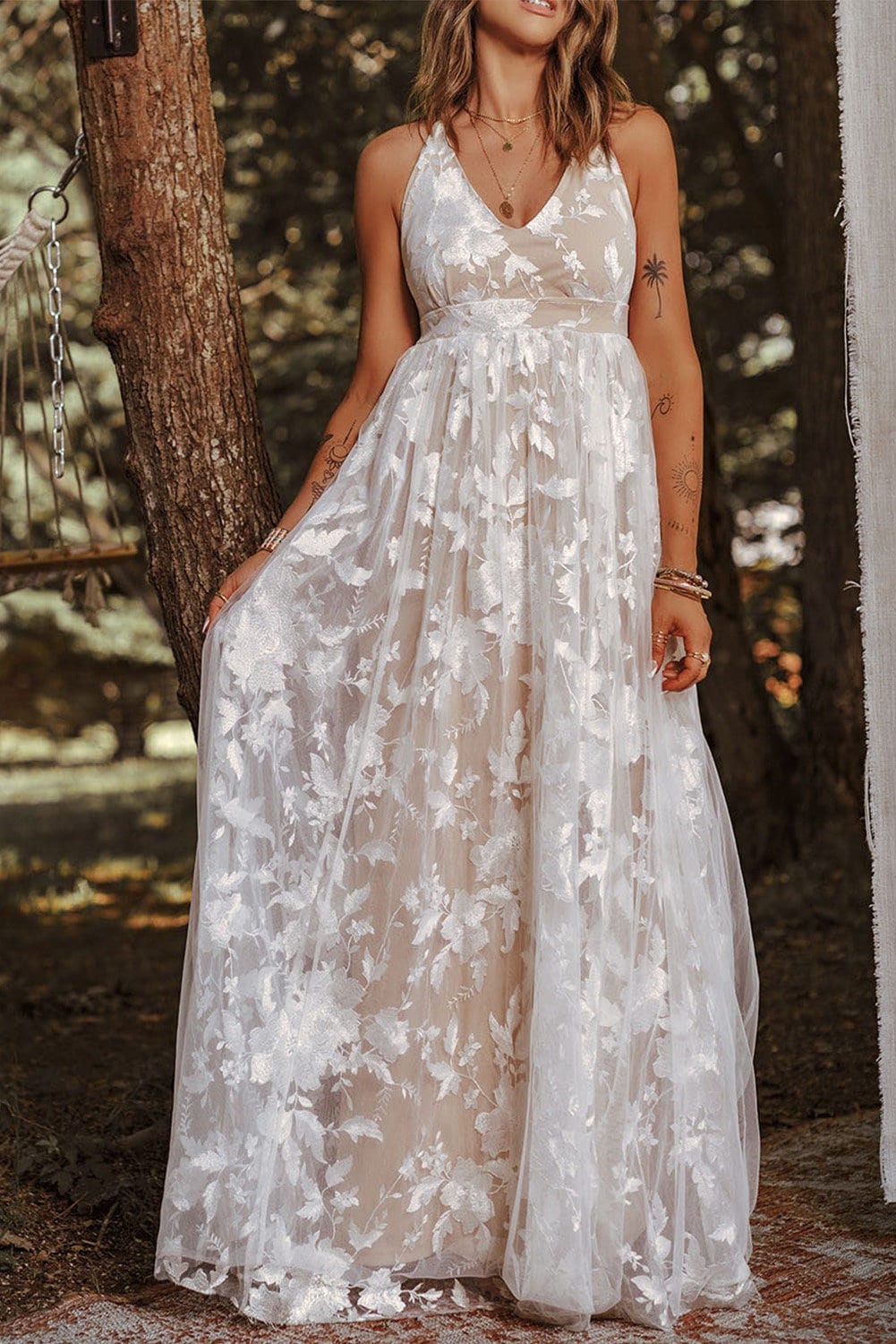 White Nude Boho Floral Flocked Lace Mesh Maxi Dress. Beautiful Dress for Photo Shoot Engagements Birthday MESH MAXI GOWN Etsy