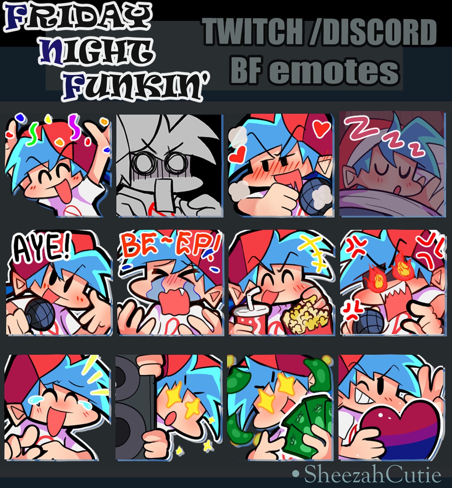 FNF, Friday Night Funkin// Boyfriend Emotes Pre Made - Etsy