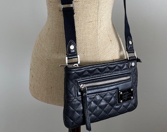 L.A.M.B. Gwen Stefani Quilted Black Leather Crossbody Bag